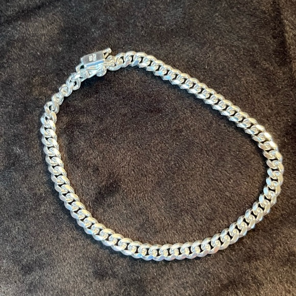 Solid Italian Silver Miami Cuban Bracelet 7.5”, 5MM, 14.2g With Box Lock - Picture 1 of 15